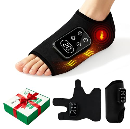 Fussmassagegerät, Fußmassagegerät mit Wärme und Massage, 3-in-1 kabelloses elektrisches Fußmassagegerät mit 5 Vibrationsmodi und 5 Heizstufen, Linderung von Fußermüdung und Schwellungen (Schwarz)