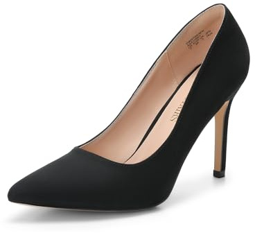DREAM PAIRS Women's Closed Toe High Heels Dress Pointed Toe Wedding Pump Shoes,Size 9,Black/Suede