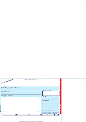 SEPA-Orderscheck, DIN A4, Scheckvordruck, IBAN Feld, 100 Blatt