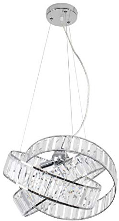 MiniSun | Modern 3 Way Chrome and Acrylic Jewel Rings Design Ceiling Light Pendant | Pendant Lights, Home Décor Essential | Includes 3W LED G9 Light Bulb | Includes Full Wired Fitting | Mains Wired