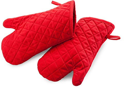 thermohauser Ofenhandschuhe, Fäustlinge rot, bis ca. +250 °C, 32,0x15,0 cm, aus schwer entflammbarer Baumwolle
