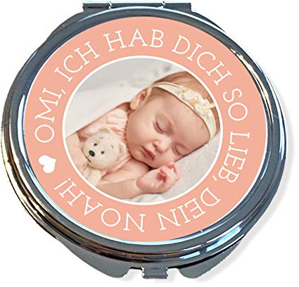 Taschenspiegel personalisiert mit Foto | Geschenk für Omis, Tanten, Freundin usw.