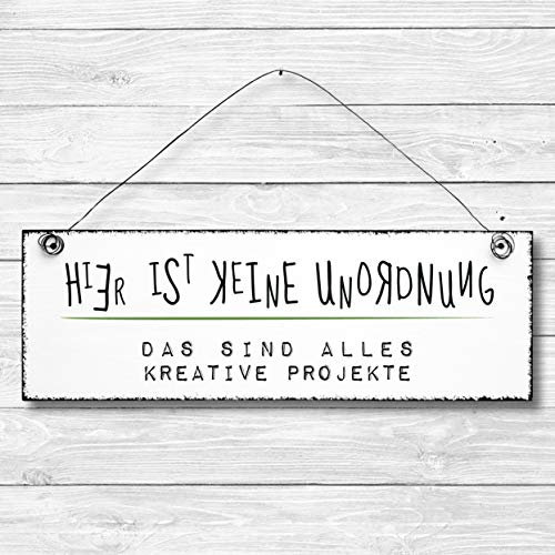 Keine Unordnung - Holz Dekoschild Türschild Wandschild aus Holz 10x30cm - Holzdeko Holzbild Deko Schild
