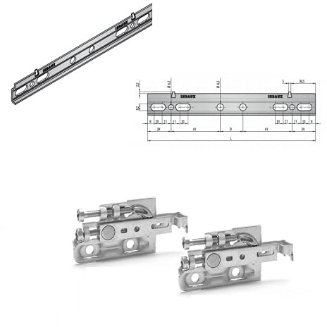 INDAUX KIT - BARRE REGGIPENSILI UNIVERSALI + COPPIA ATTACCAGLIE ACCIAIO SCARPI 4 !!! GAMMA COMPLETA (Per Modulo da 600MM, Anti Tilt - A Vite)