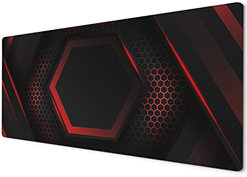 WhatsOnYourWall Large Gaming Mouse Mat | 900 x 400mm | Rubber | Black Neon Red