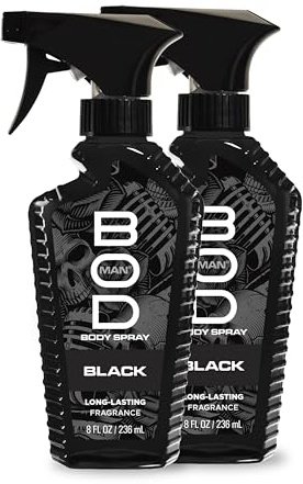 BOD man Fragrance Body Spray, Black, 8 fl oz (Pack of 2)