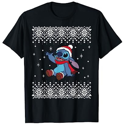 Disney Lilo & Stitch Navidad Stitch Snowflake Ugly Print Camiseta