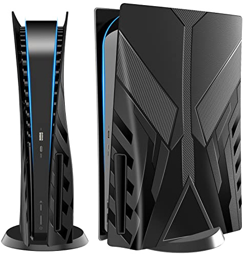 HEYSTOP Piastra di ricambio per pannello di protezione PS5 per Playstation 5, cover rigida lucida opaca antiurto per pannello laterale per console PS5 - nero
