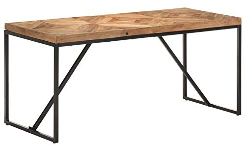 Chenshu Esstisch, Esszimmertisch, Baumkantentisch, Dining Tables, Esszimmermöbel, Küchentisch, 160x70x76 cm Massivholz Akazie und Mango