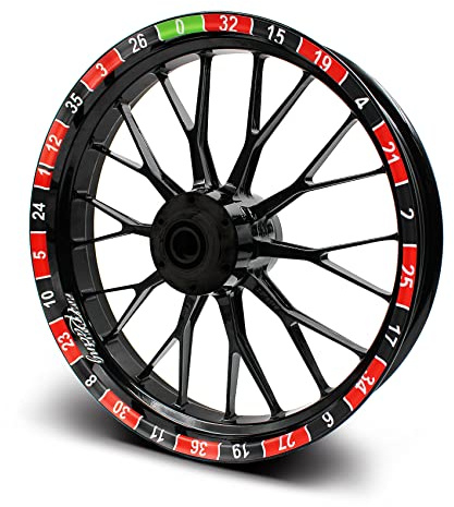 16-teiliges Set Felgenrandaufkleber Sticker für Motorrad Auto Felgen Design Komplett Set Felgenaufkleber für 15 16 17 18 19 Zoll MR019 (Roulette, Glanz)