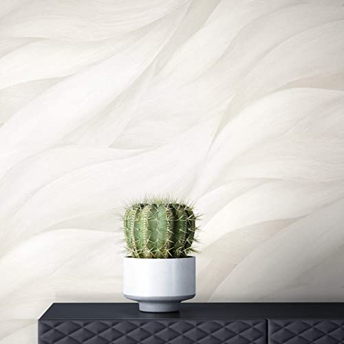 Newroom Tapete Weiß Vliestapete Blätter - Mustertapete Modern Wellen Muster Abstrakt inkl. Tapezier-Ratgeber