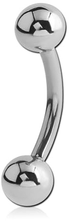 Banane 3,0-10,0 mm aus 316L Chirurgenstahl in silber mit Kugeln - GRÖßENWAHL - Curved Barbell Piercing Brustwarze