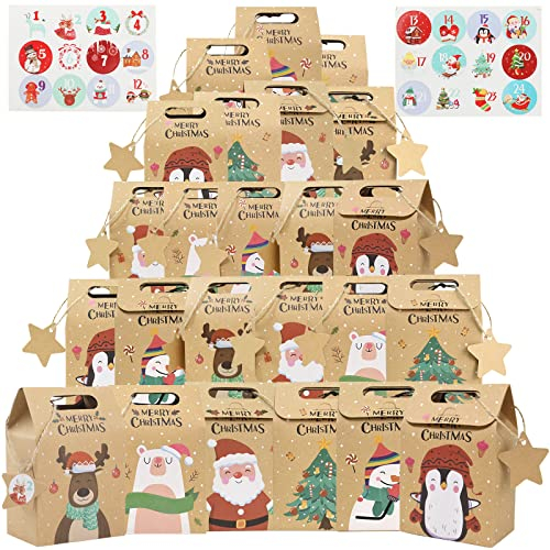 Bigqin 24 piezas Calendario Adviento para Rellenar, 2026 Calendario de Adviento DIY, Bolsas Regalo Navida para Decoración de Navidad