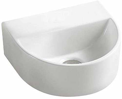 Saqu Halbrundes Waschbecken ohne Hahnloch 30x25x12 cm - Weiß - Waschbecken für Unterschrank, Waschtisch für Gäste WC