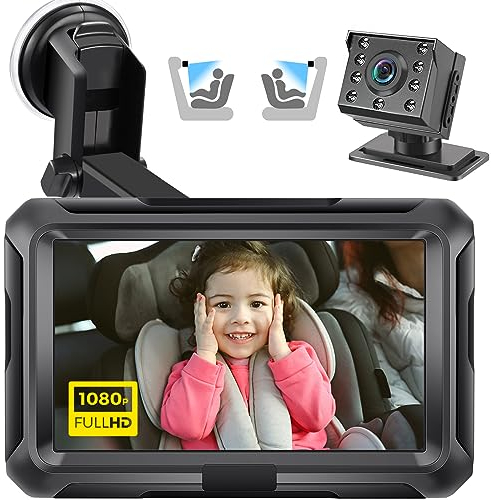 Zacro Baby Auto Spiegel HD 1080P mit Kamera, Auto Rücksitzspiegel , Babyspiegel Rückansicht Monitor, mit Nachtsichtfunktion, Rücksitz Monitor Display