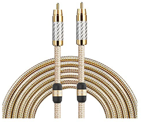 Artemisia Câble coaxial RCA Compatible avec amplificateur TV Soundbox Subwoofer Câble RCA vers RCA 75Ω SPDIF Blindage tressé OFC 1M 2M 3M 5M 8M 10M 12M (Size : 15m)