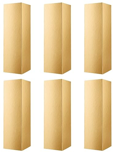 MALICPLUS 6 Wein-Geschenkboxen für Flaschen und Champagner, 34,9 x 11,4 x 10,2 cm, Magnetverschluss, zusammenklappbare Geschenkboxen (glänzendes Gold mit Grasstruktur)
