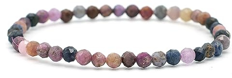 Edelstein Armband mit 4 mm runden Perlen aus Naturstein – Handgefertigtes Schmuckstück für Damen & Herren – Durchmesser 17–18 cm – Geschenk für Damen & Herren - Energie, Balance & Still
