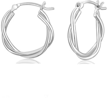 Creolen Silber 925 Twisted Hoop Ohrringe Silber/Gold Creolen für Mädchen Damen, Silber Creolen für Damen Hypoallergene Schlafen Ohrringe Schmuck für Frauen