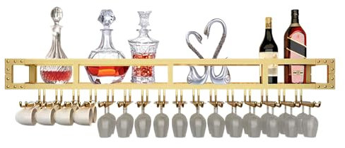 LIGUOYI Weinglashalter Hangend, Weinflaschenhalter 60~150CM Multifunktional Stielgläserregal Mit Schiene Stabil Langlebig Weinregal Glashalter Wand Regal Für Hausbar Küche Bar Pub Restaurant