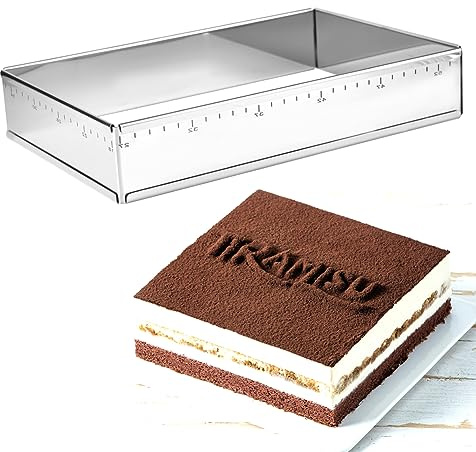 Guowall Backrahmen, rechteckig, ausziehbar, aus Edelstahl, für Kuchen, Desserts, Schaumstoff