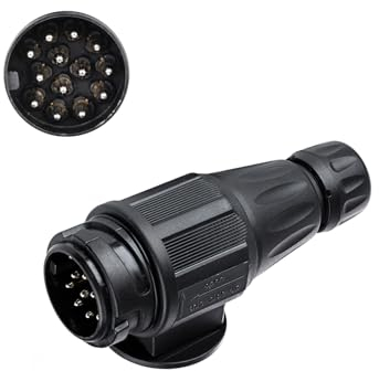 XUEYI 13 Poliger Anhängerstecker, mit Wasserfester Dichtung, nach ISO 11446, 12V Wasserdichter Stecker Anhänger 13 Polig, 13 Poliger Hänger Stecker, Stecker 13 Polig für PKW Anhänger Adapter