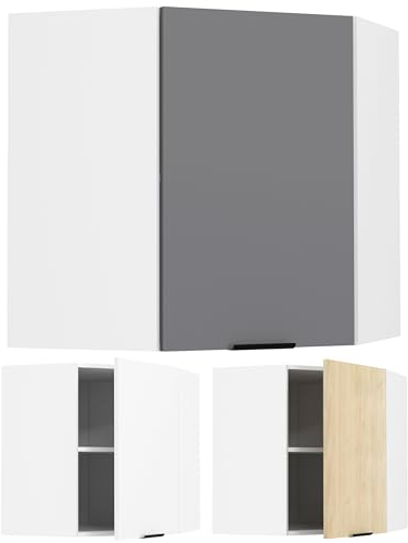 VCM Küchenschrank hängend | Maße ca. H. 60 x B. 57 x T. 57 cm | Eckschrank | Hängeschrank mit Zwei Fächern | Küchenmöbel - Fasola