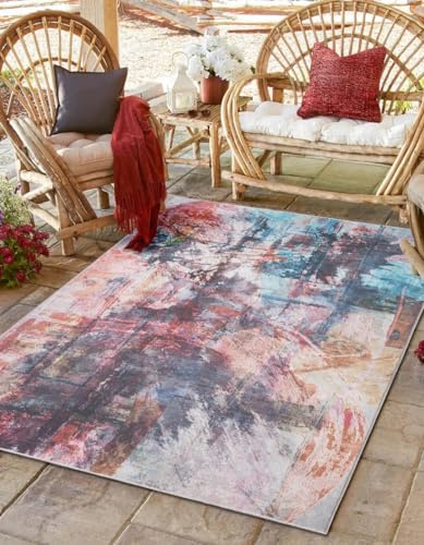 MY-RUG Outdoor Teppich 160 x 230 cm | Vorzeltteppich Campingteppich | Wetterfester, waschbarer Outdoorteppich für Balkon, Terrasse, Vorzelt | Washable Outdoor Carpet | Narissa Abstrakt Boho Ethno