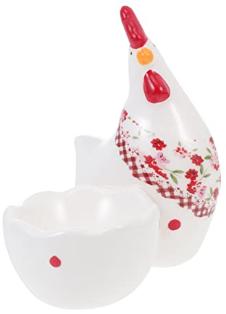Veemoon Coquetier en Céramique Décoratif à Motif Poule Fleurie, Porte-œufs pour Petit-déjeuner, Mini Support Résistant Haute Température, Accessoire Maison Cuisine, Plateau D’œufs Adorable