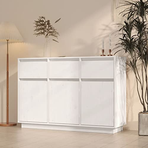 HETFTJN Buffet, armoire de cuisine, armoire de pharmacien, armoire à linge, commode pour salle de bain, cuisine, bureau, chambre à coucher, blanc, 110 x 34 x 75 cm, en pin massif