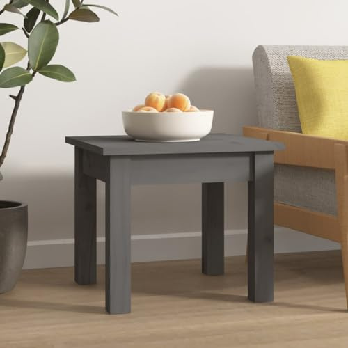 Homvdxl Moderner Couchtisch, kleiner quadratischer Beistelltisch, Nachttisch aus Kiefernholz, für Schlafzimmer, Akzenttisch für Wohnzimmer, Büro, Schlafzimmer, 35 x 35 x 30 cm, Grau