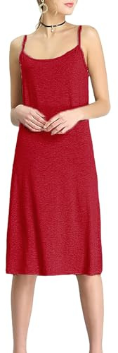 Jamron Dam plus size underkjol för underklänning kami slip klänning mjukt band nattlinne (S-5XL), Vinröd, M