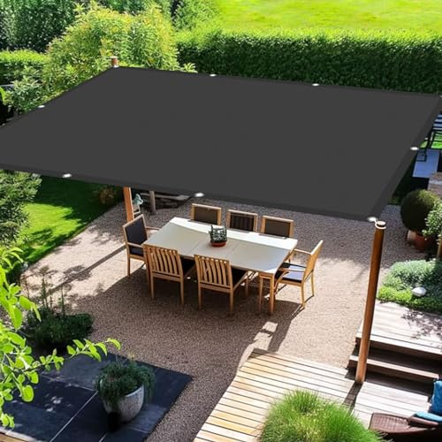 Toldo Vela de Sombra 4.5 x 6 m Impermeable Lona Jardín Protección Rayos UV, con Cuerdas para Exterior Terraza Patio, Gris Oscuro