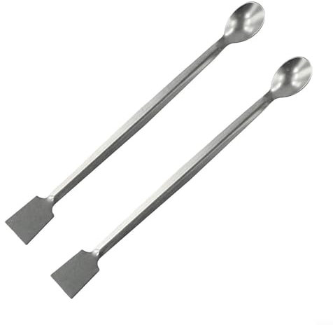 URPIZY Espátula de laboratorio, cuchara de muestreo de laboratorio de acero inoxidable, 200 mm, herramientas de muestreo de reactivo de doble extremo para relleno de polvos de muestreo de laboratorio,