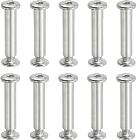 PATIKIL Vis Chicago Hexagonales, 10 Ensembles Vis de Fixation M6 x 35 mm Écrous de Boulon à Tête Hexagonale pour Scrapbooking, Ceinture, Album Photo, Réparation de Meubles, Argenté