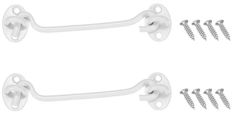 M METERXITY 2 Stück Haken und Ösenriegel für Tür 6 Zoll Edelstahl Torriegel Scheunentor Schloss Haken und Ösenriegel für Tor/Fensterläden/Fenster/Schrank/Badezimmer [Weiß]