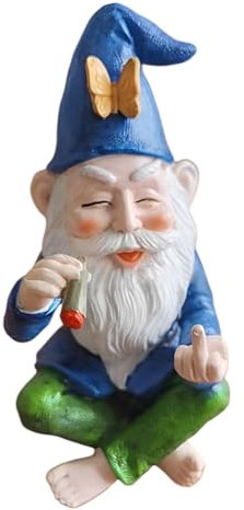 Huamengyuan Gartenzwerge, Kreativer Betrunkener Gartenzwerge Für Auben, Gnomen-Gartenstatue, Harz-Gartenzwerg-Handwerk, Gartendekoration, lustige Harz-Gartendeko Für Draußen (Blau)