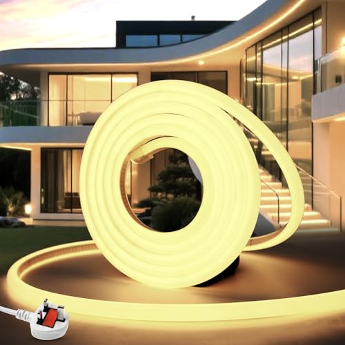 YOODI Neon COB Led Rope Lighting 10M /32.8 FT 220V IP65 Waterproof Fireproof Cuttable Neutral 4000K Flexible Led Strip Lighting Included Plugs for Bedroom, Garden, Kitchen, Outdoor & Indoor