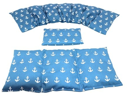 Körnerkissen 3 er Set Langes 67 x 18 cm 7 Kammer + 3 Kammer + kleines Kirschkernkissen Wärmekissen XXL Schulterkissen Nackenkissen Mikrowelle + Backofen (Türkis, Dinkel)