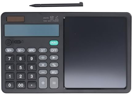 Depisuta Calcolatrice Scientifica, Calcolatore Matematica con Tavoletta per Scrittura di Blocco Note Cancellabili e Stilo, Calcolatore da Banco del Blocco Note LCD per gli Studenti delle (BLACK)