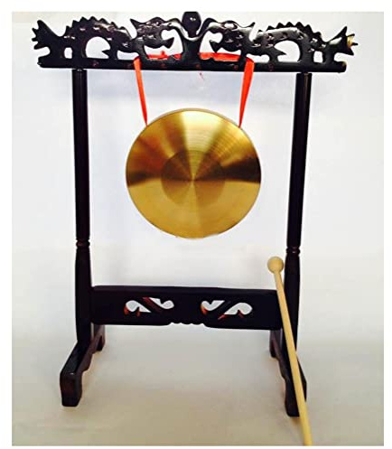 gong platillos gong tibetano instrumentos musicales 1 Juego de instrumentos de latón de cobre tradicionales chinos con soporte y mazo(Color:22cm,Size:)