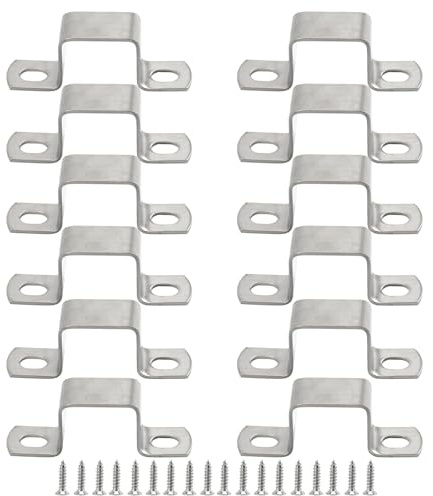 Lot de 12 colliers de serrage carrés en acier inoxydable 304 avec vis, 20 x 30 mm en forme de U