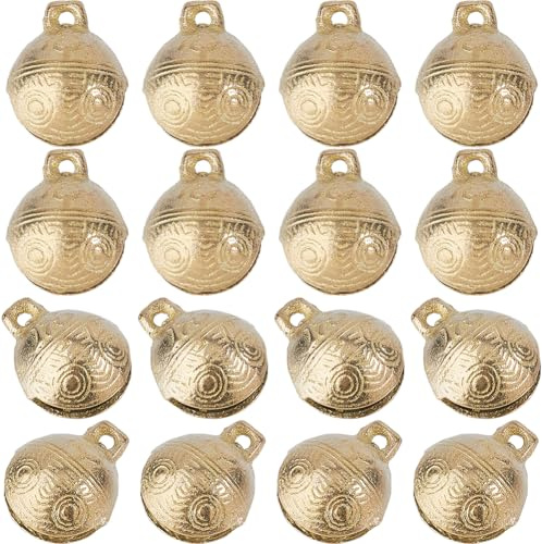 SUPERFINDINGS 16 Stücke Tibetische Messingglocken Vintage Bronze Mini Bastelglocken Jingle Charms Für Schmuckherstellung Hundehalsband Glöckchen Weihnachtsbaumdekoration Hundeanhänger 27x22 mm