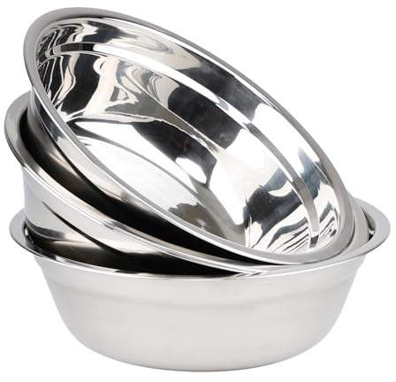 Haodehen Set of 4 Stainless Steel Mixing Bowls, Metal Bowls, Nesting Bowls for Cooking, Meal Prep, 22cm