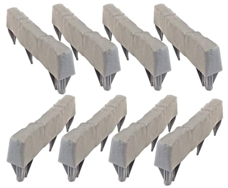 Lot de 8 briques de bordure de jardin durables à faible entretien | Pierres décoratives sans creuser pour pelouse, chemin, terrasse, parterre de fleurs, aire de jeux, cour extérieure |