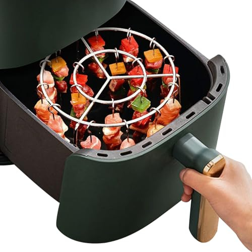 Grille de Barbecue pour Air Fryer, Support à brochettes, Inox 304, compatible friteuse à air et four, cuisson verticale sans retournement, 16×10cm, pour barbecues, diners en et pique-niques