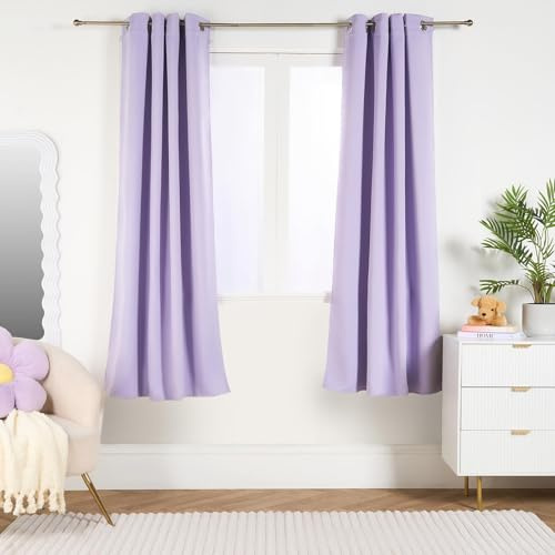 OHS Blackout Curtains for Bedroom, Super Soft Thermal Insulated Luxurious Lilac Purple Eyelet Blackout Curtains for Living Room Energy Saving Window Treatment 2 Panels, 46 x 54