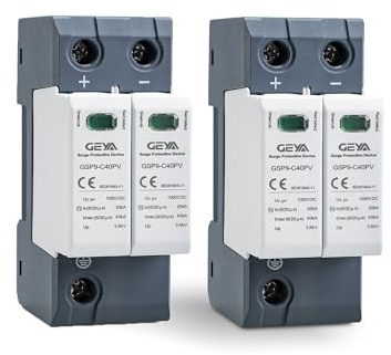 IGOYE 2PCS 2P 40KA Voltage Surge Protector DC 1000V Solar PV Lightning Arrester Device for Rv, Home Lightning Protection System 35mm DIN Rail Mount