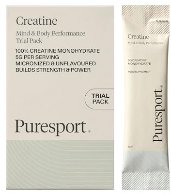 Puresport Creatine Monohydrate Powder Trial Pack (7 Sachets), 5g Micronised Unflavoured Creatine Supplement for Women & Men, Improves Strength & Recovery, Informed Sport Certified, Travel-Friendy