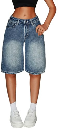 Kurze Hose Mädchen Baggy Jeans Shorts Teenager Wide Leg Denim Shorts Kinder Sommer Y2k Low Rise Soft Stretch Dünne Bermuda Jorts mit Taschen